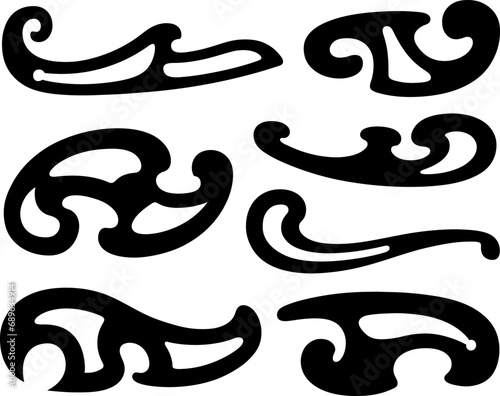 Illustration of different french curves isolated on white