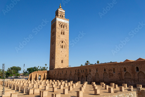 Photo of the Koutoubia mosque in the city of Marrakech. Photo taken in the afternoon.