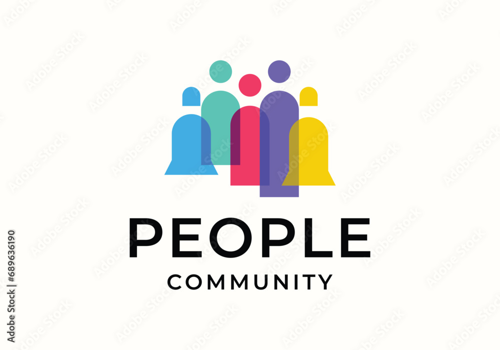 people community human unity overlapping color logo icon illustration design people community human unity overlapping color logo icon illustration design