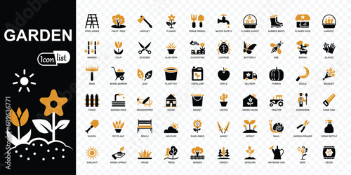 Garden   editable colored icons collection. Simple vector illustration.
