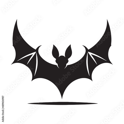 Bat silhouette: Majestic bat bird soaring gracefully in silhouette. High-resolution black vector bat silhouette for your projects.

