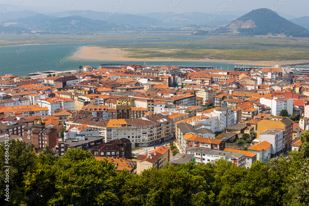 The town of Santoña from a height. Cantabria, Spain.