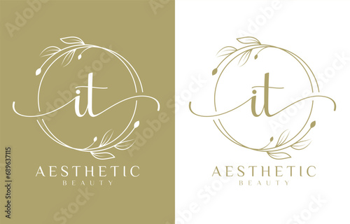 Letter IT Beauty Logo with Flourish Ornament