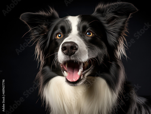 Border Collie Dog Studio Shot Isolated on Clear Background, Generative AI © Vig