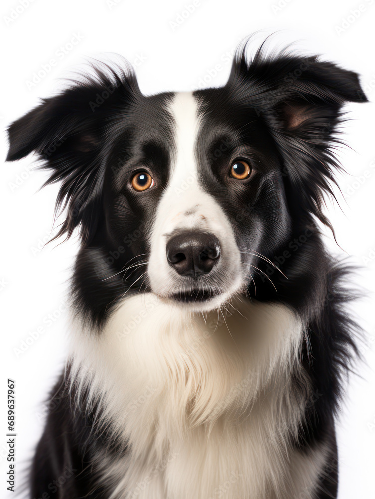 Border Collie Dog Studio Shot Isolated on Clear Background, Generative AI