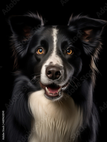 Border Collie Dog Studio Shot Isolated on Clear Background, Generative AI photo