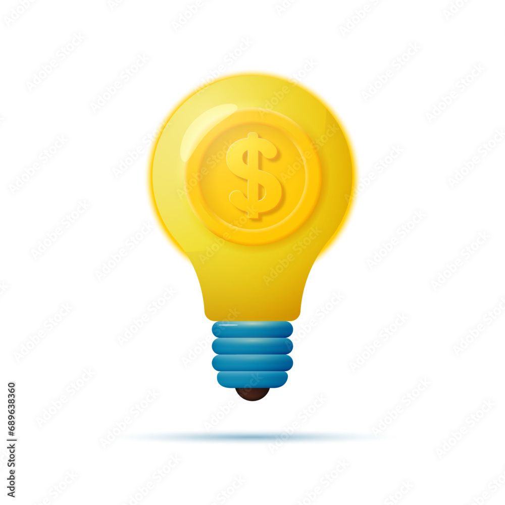 Light bulb with money symbol. Concept of a new profitable idea. Vector illustration. Light bulb with money symbol. Concept of a new profitable idea. Vector illustration.