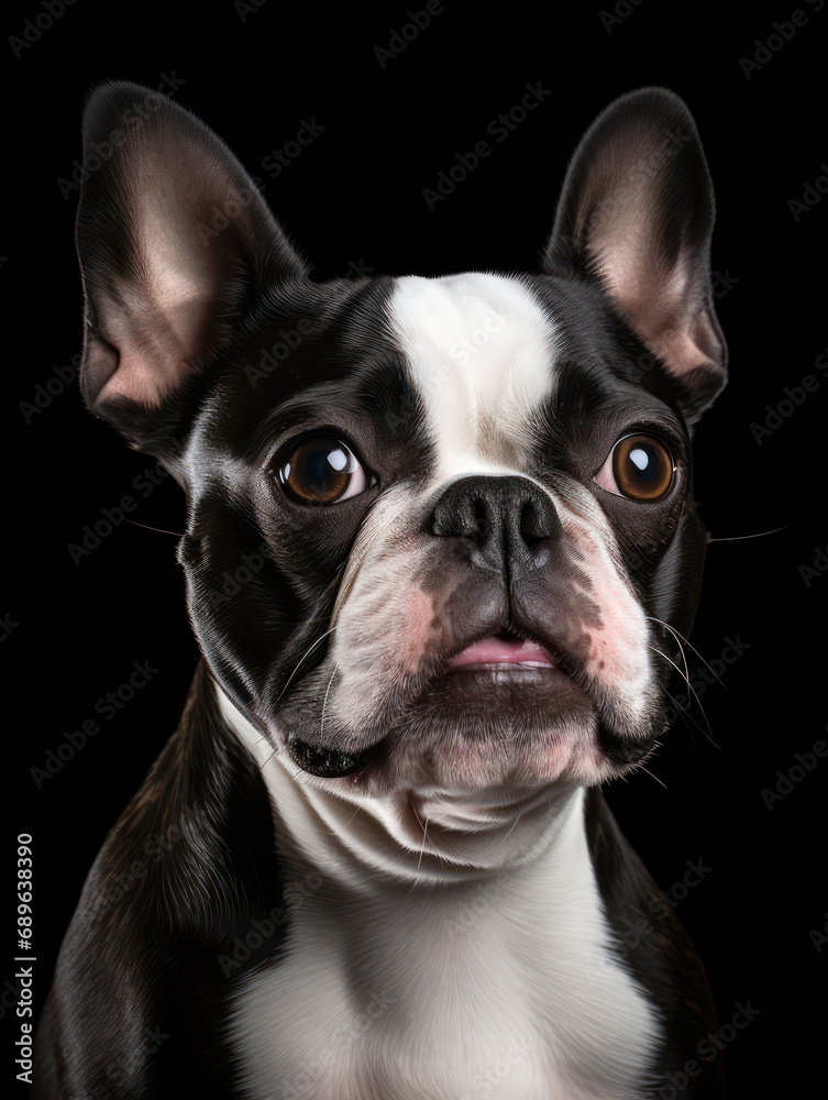 Boston Terrier Dog Studio Shot Isolated on Clear Background, Generative AI Boston Terrier Dog Studio Shot Isolated on Clear Background, Generative AI