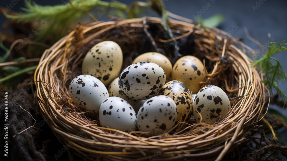 quail eggs in the nest created with Generative Ai quail eggs in the nest created with Generative Ai