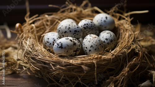 quail eggs in the nest created with Generative Ai