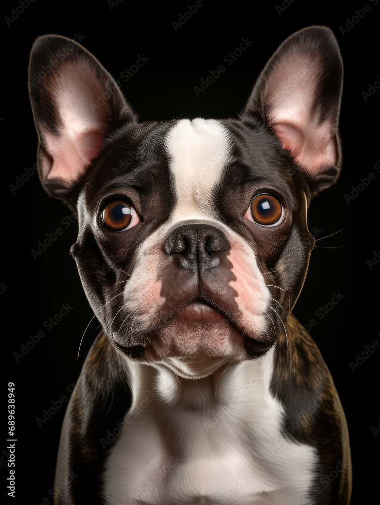 Boston Terrier Dog Studio Shot Isolated on Clear Background, Generative AI