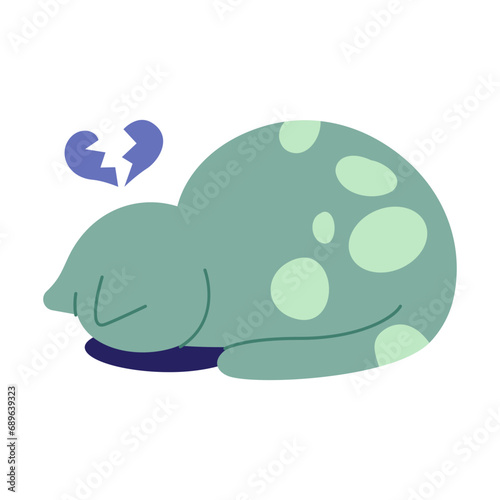 Broken heart cat cartoon clipart
