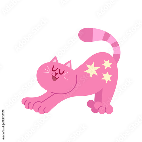 Cat stretching cartoon clipart