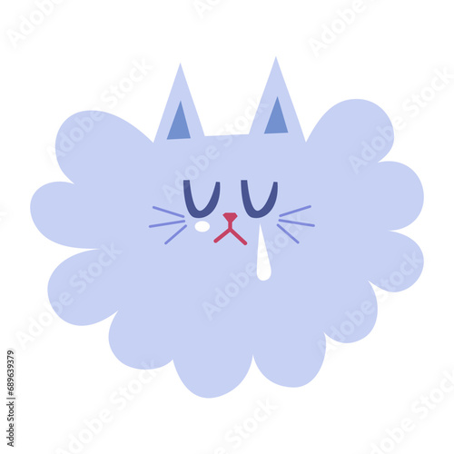 Crying cat face cartoon clipart
