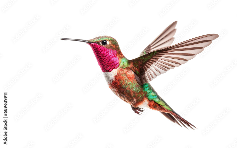 Hummingbird Hovering On Isolated Background