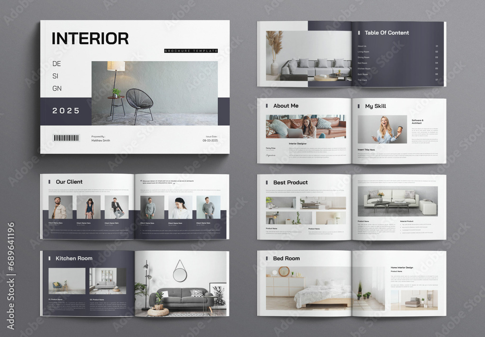 Interior Design Brochure Template Landscape Stock Template | Adobe Stock