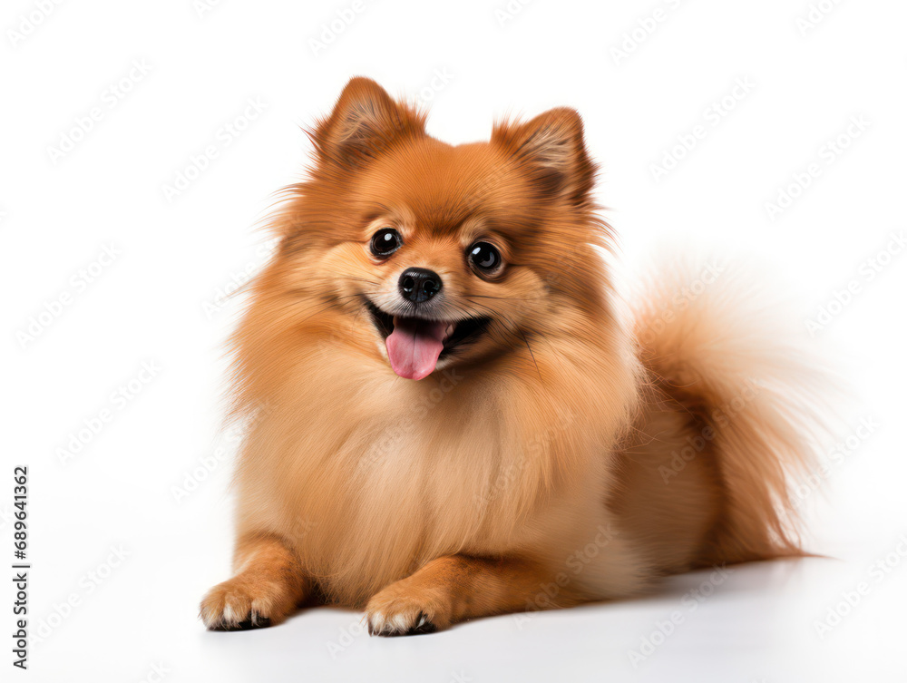 Pomeranian Dog Studio Shot Isolated on Clear Background, Generative AI