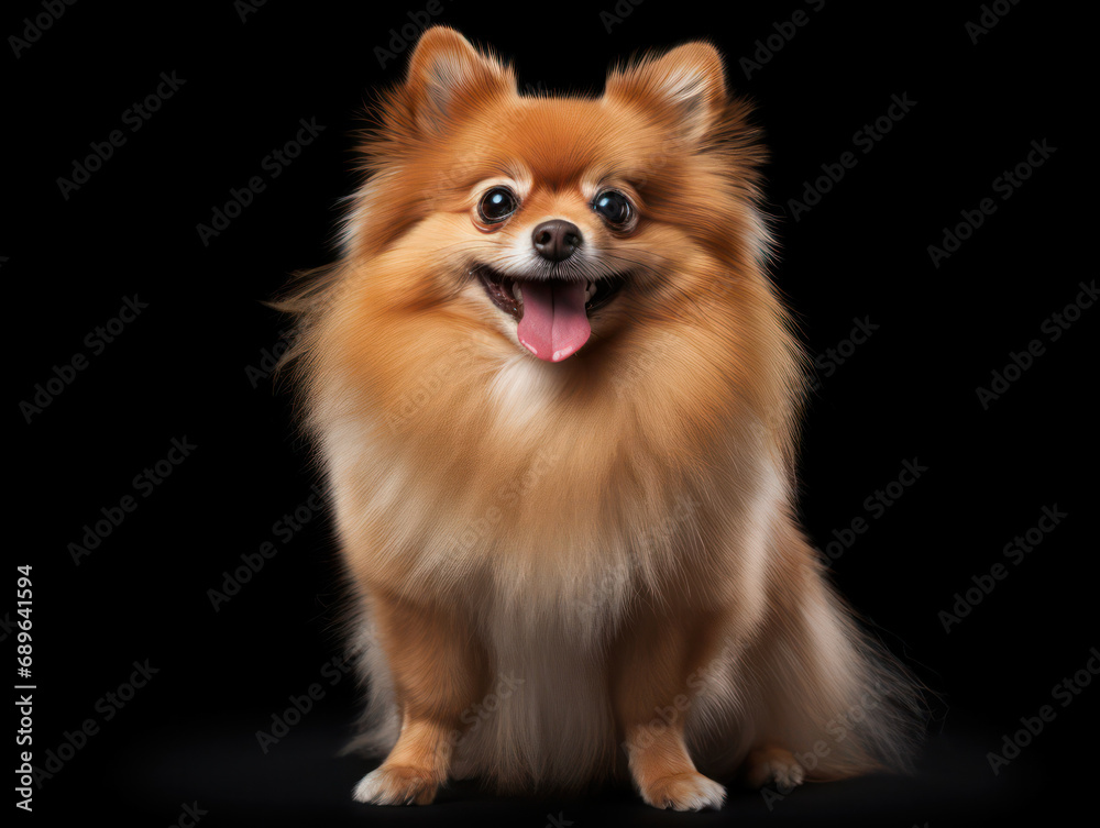 Pomeranian Dog Studio Shot Isolated on Clear Background, Generative AI