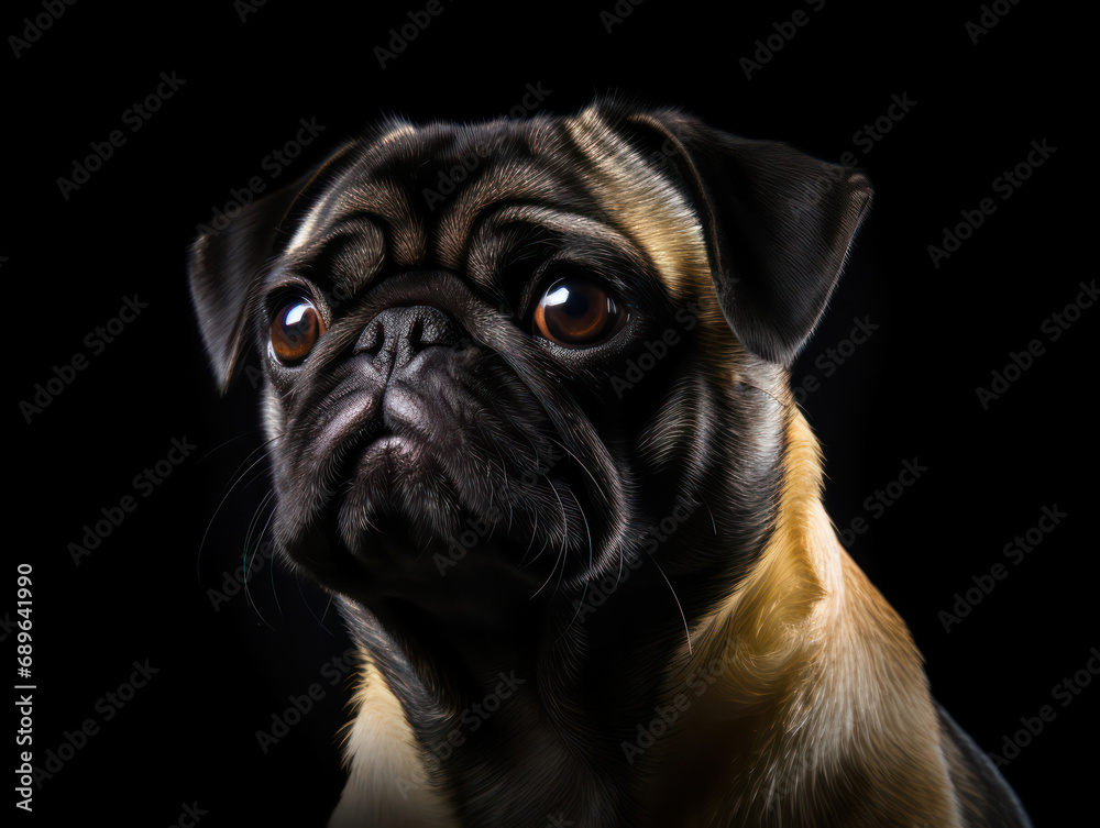 Pug Dog Studio Shot Isolated on Clear Background, Generative AI Pug Dog Studio Shot Isolated on Clear Background, Generative AI