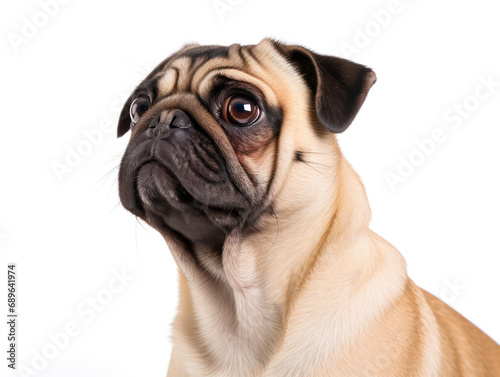 Pug Dog Studio Shot Isolated on Clear Background, Generative AI