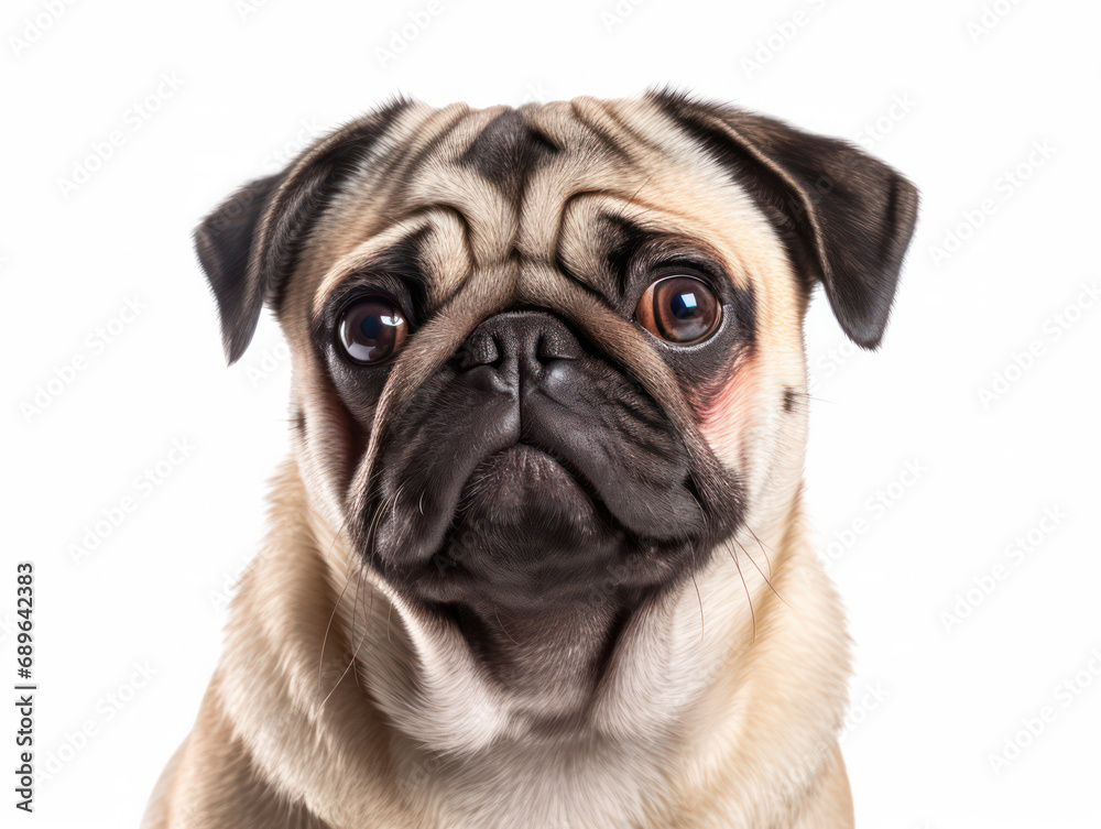 Pug Dog Studio Shot Isolated on Clear Background, Generative AI Pug Dog Studio Shot Isolated on Clear Background, Generative AI
