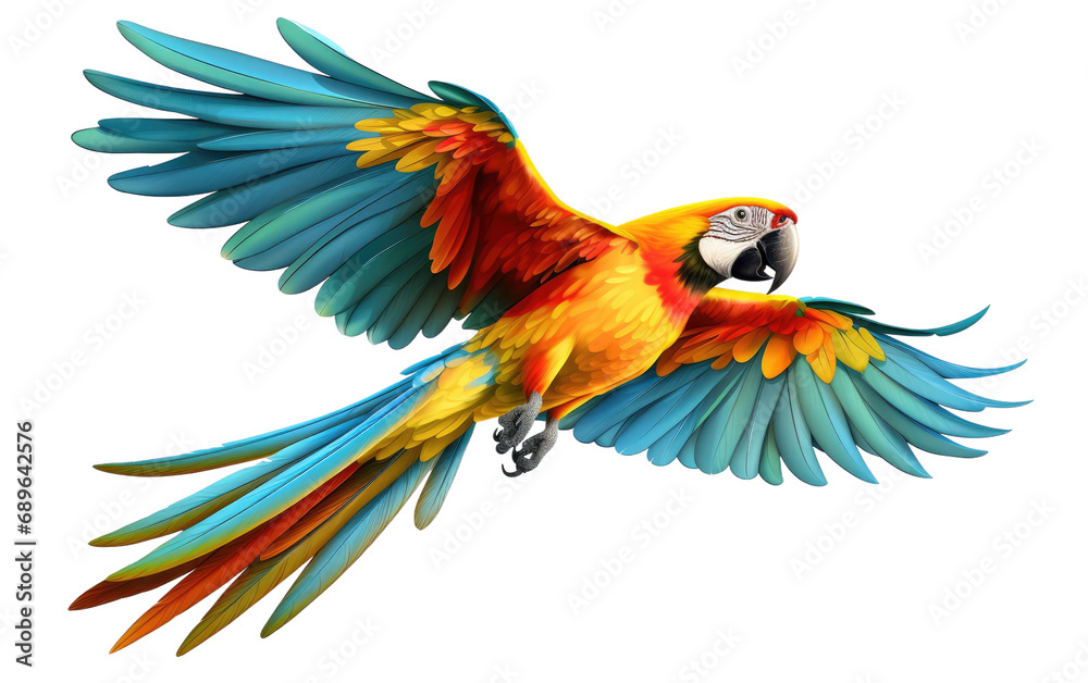 Exotic Macaw On Isolated Background
