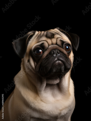 Pug Dog Studio Shot Isolated on Clear Background  Generative AI