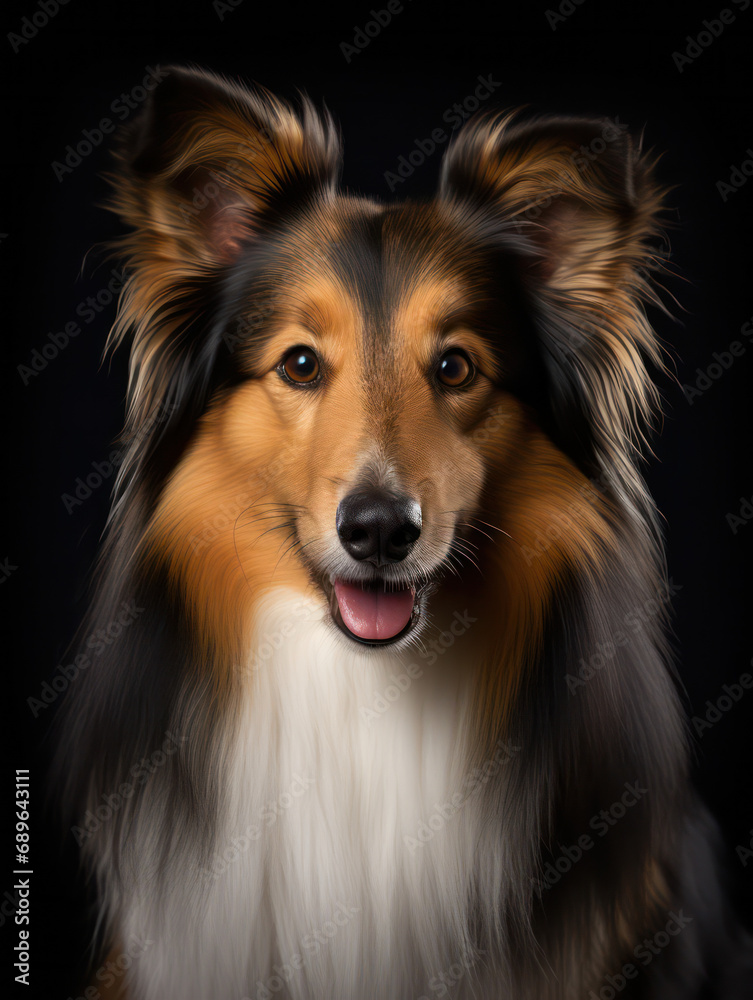 Fototapeta premium Sheltie Dog Studio Shot Isolated on Clear Background, Generative AI