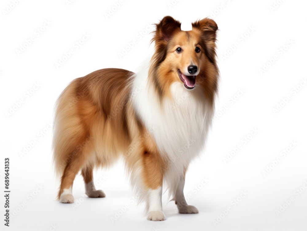 Fototapeta premium Sheltie Dog Studio Shot Isolated on Clear Background, Generative AI