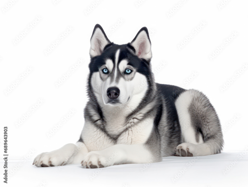 Siberian Husky Dog Studio Shot Isolated on Clear Background, Generative AI