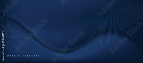 Vector abstract blue background with dynamic blue waves, lines and particles.