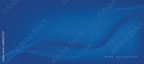 Vector abstract blue background with dynamic blue waves, lines and particles.