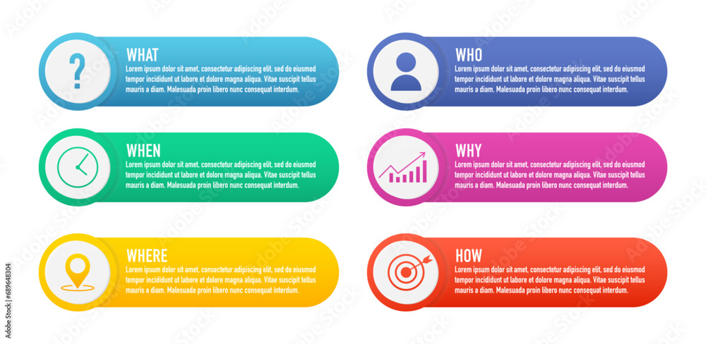 What How Why template design. Clipart image. Infographic for business ...
