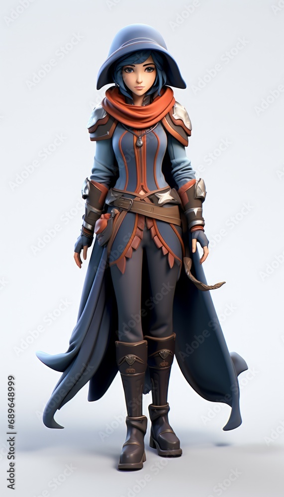 3d female warrior and wizard game character design on isolated white background for game mobile game 3d female warrior and wizard game character design on isolated white background for game mobile game