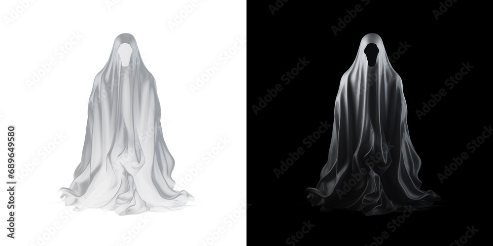 Creepy and Transparent: Realistic Ghost Illustration Perfect for Haunting Decor