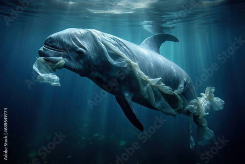 plastic crisis save the ocean A plastic bag A whale © arhendrix