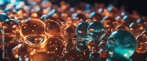 Multi-colored bubbles in water. Abstract for background. AI generation