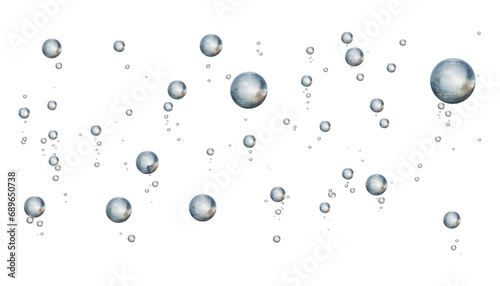 drops of bubbles water isolated on transparent background cutout