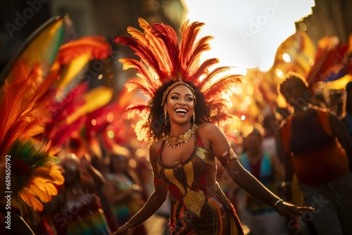 Vibrant Celebration of Brazilian Carnival with Dancers in Colorful Costumes © esp2k