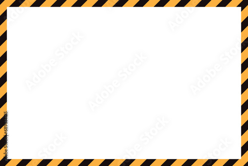 Yellow and black caution tape square frame, warning sign border template with striped for with 4x6 aspect ratio vector illustration. photo