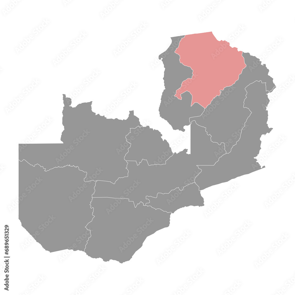 Fototapeta premium Northern province map, administrative division of Zambia. Vector illustration.