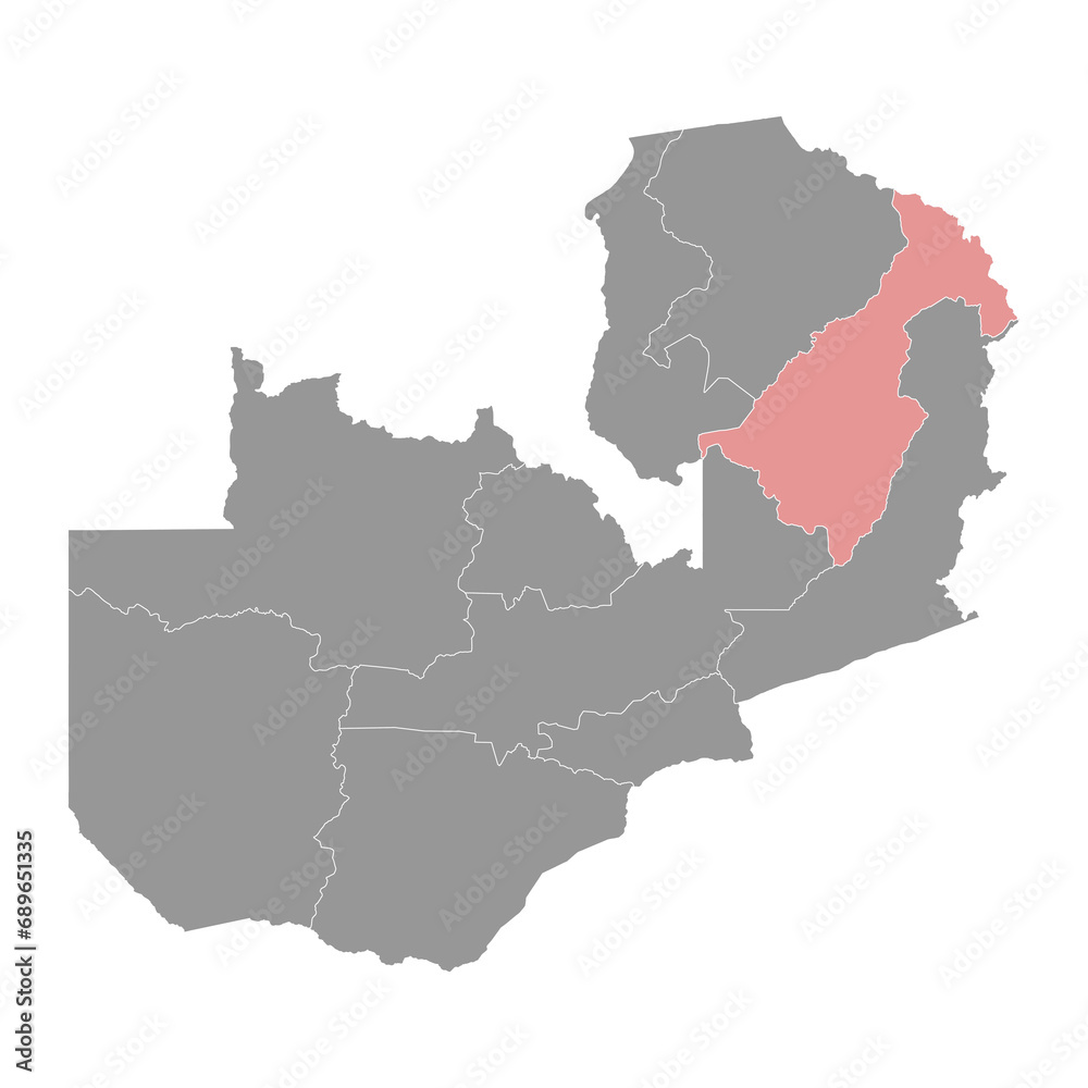 Obraz premium Muchinga province map, administrative division of Zambia. Vector illustration.