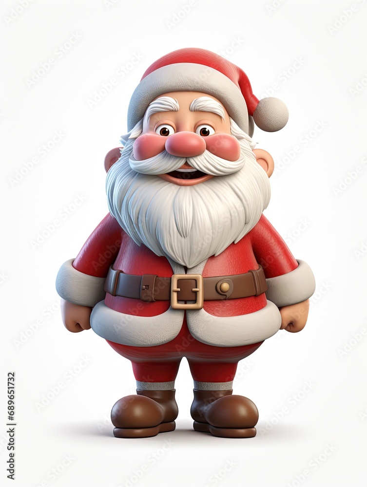3D Santa claus character , white background with generative ai 3D Santa claus character , white background with generative ai