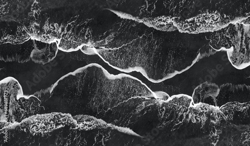 beach from above - Drone veiw of a beach in Israel - artistic black and white photo