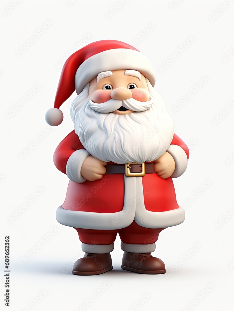 3D Santa claus character , white background with generative ai 3D Santa claus character , white background with generative ai
