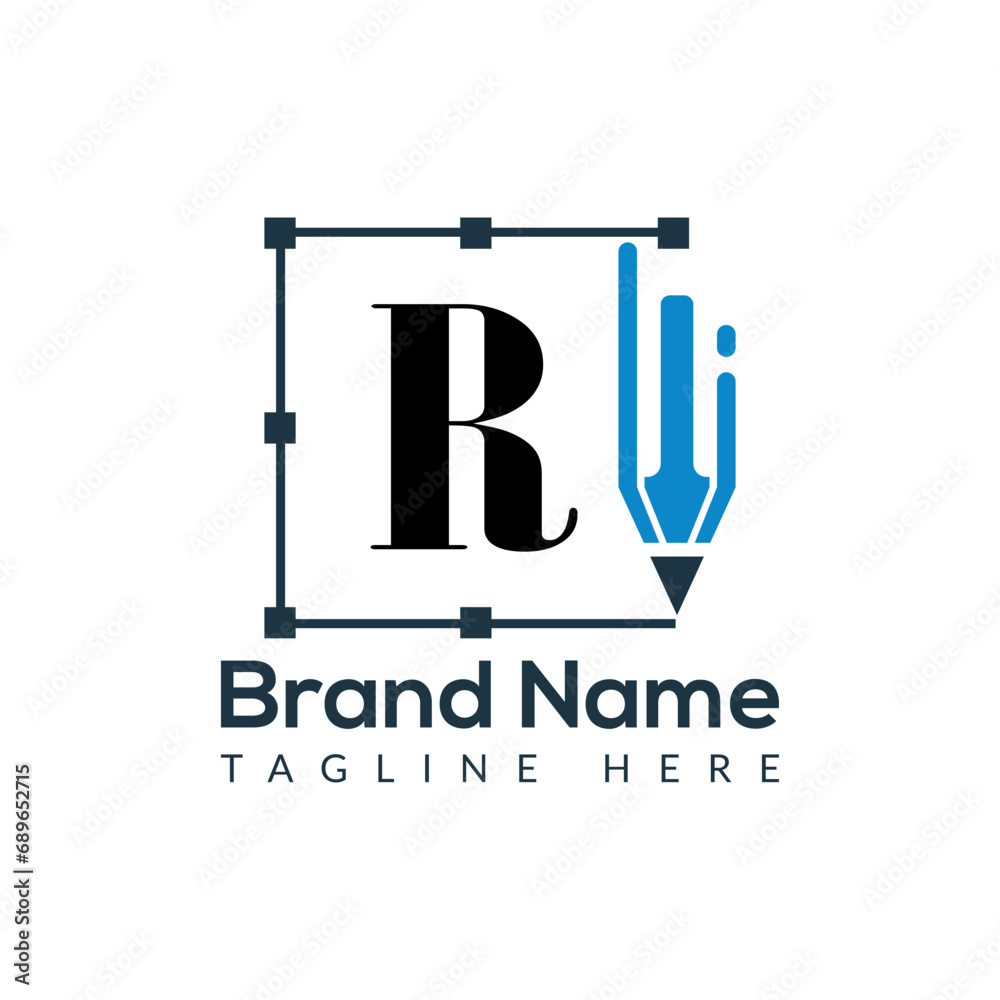 Education Logo On Letter R Template. Initial Educational Sign Concept Template Education Logo On Letter R Template. Initial Educational Sign Concept Template