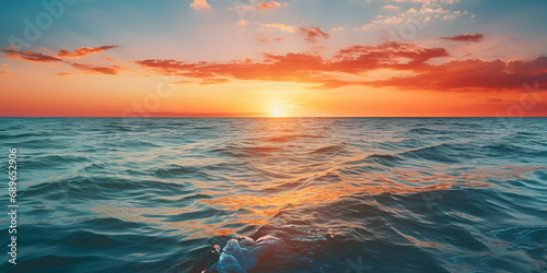 Enchanting Horizon. Sunset Magic by the Ocean.AI Generative 
