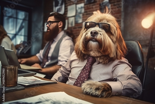 funny work weekdays in the office. Stupid boss in the office stupid office workers. Dog office worker