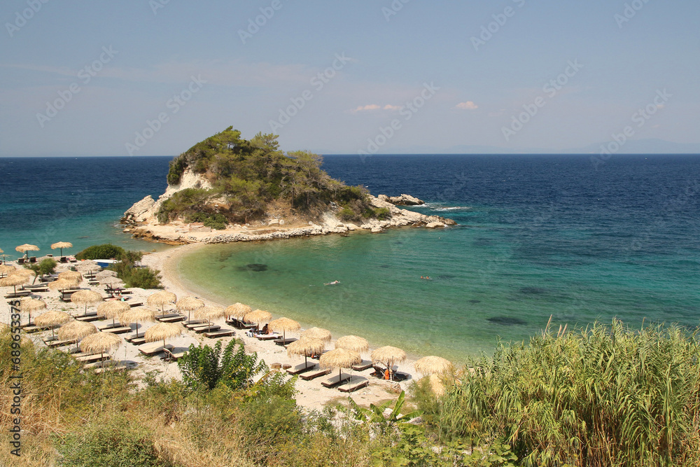 Sunrise beach in the traditional Greek fishing village of Kokarri on the island of Samoss