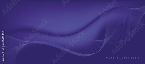 Vector abstract purple background with dynamic purple waves, lines and particles. 